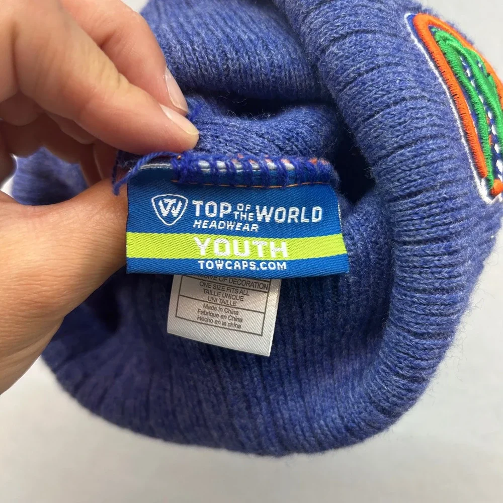Florida Gators Top of the World Youth Beanie Knit Pom Hat Orange Blue Kids OSFM